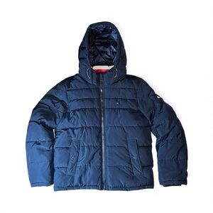 🔥 Tommy Hilfiger Men's Winter Zip Up Hooded Puffer Coat  Jacket Sz M 🔥